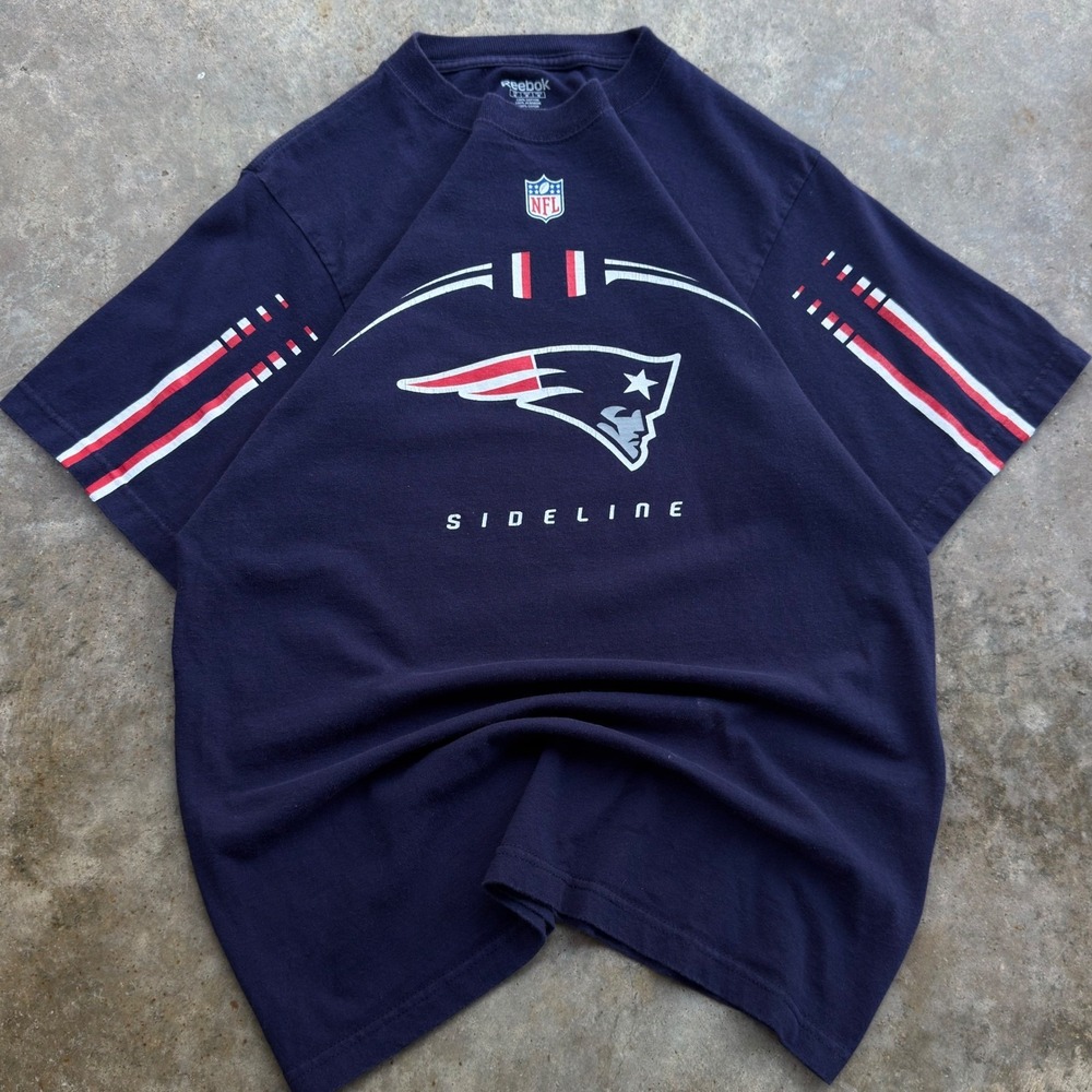 Vintage Y2K Reebok New England Patriots Sideline T-Shirt Navy Blue Size M f7 - Picture 3 of 8